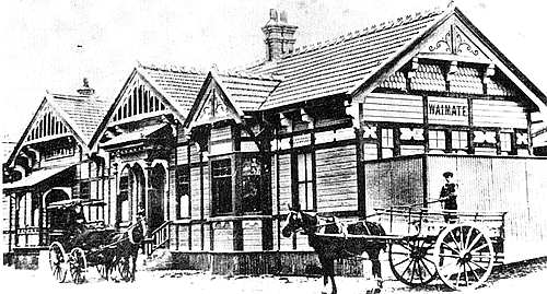 Waimate station, street-side, shortly after opening.
