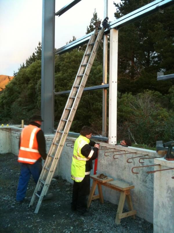 John, Iain and Ray working on the pedestrian door frame. Some fill required to be useful - obviously!