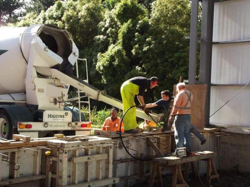 Another view of the work placing concrete into the deeper section of wall