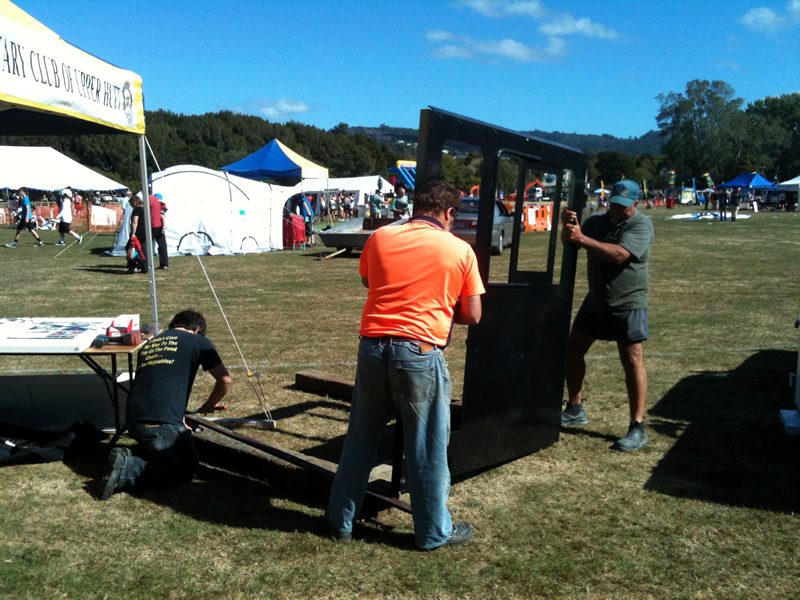 Trust members dismantling the cab side and bunker at the end of the carnival on 28 February