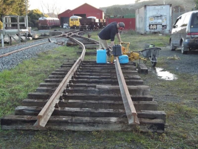 First straight trackset in foreground, more rail cutting under way