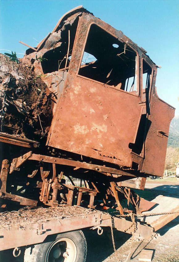 Wb 299 on road transporter, Seddonville, 1989