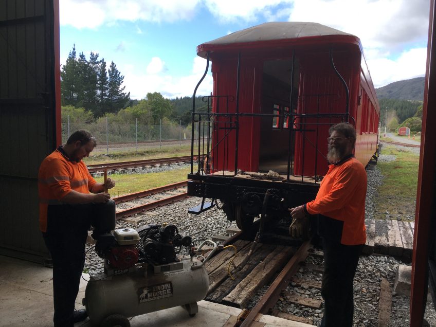 Anthony and Ray checking the brake system on carriage A 1328