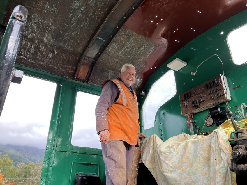 Ron Jones in cab of ORB No.1