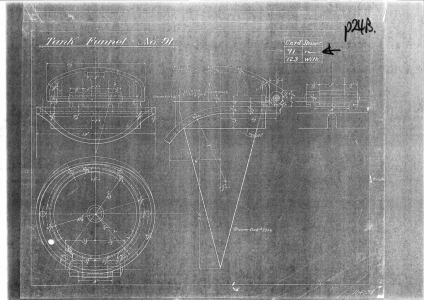 Tank funnel drawing - Baldwin Locomotive Works